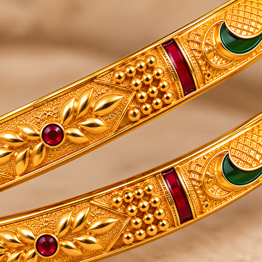 Royal Meenakari Floral Gold Bangles