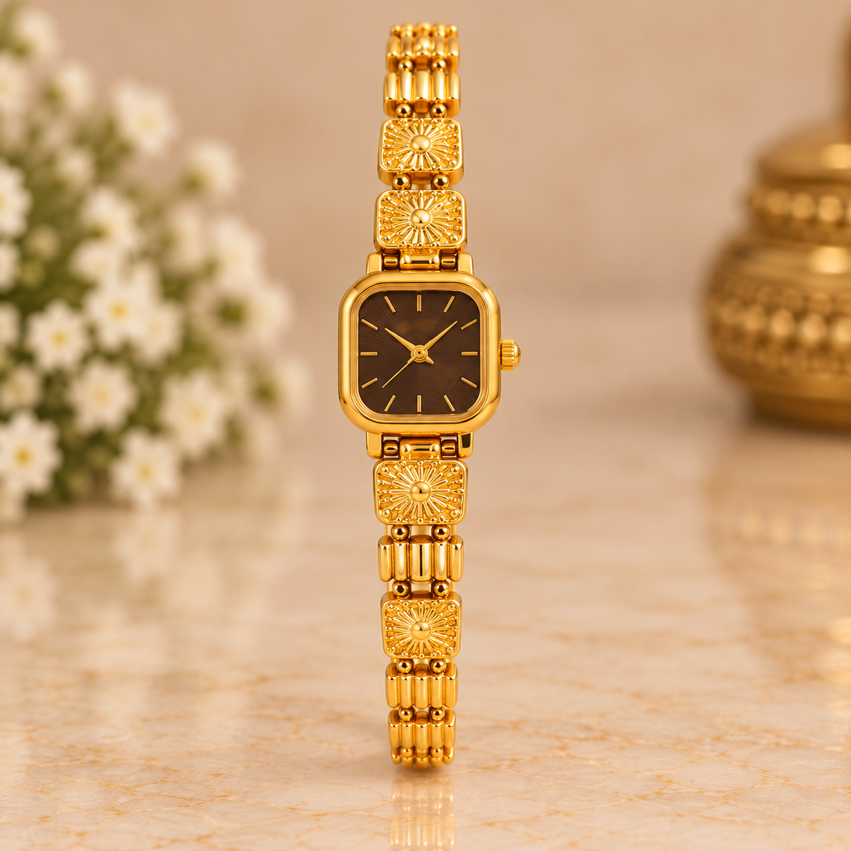 Premium Gold Square Dial Watch