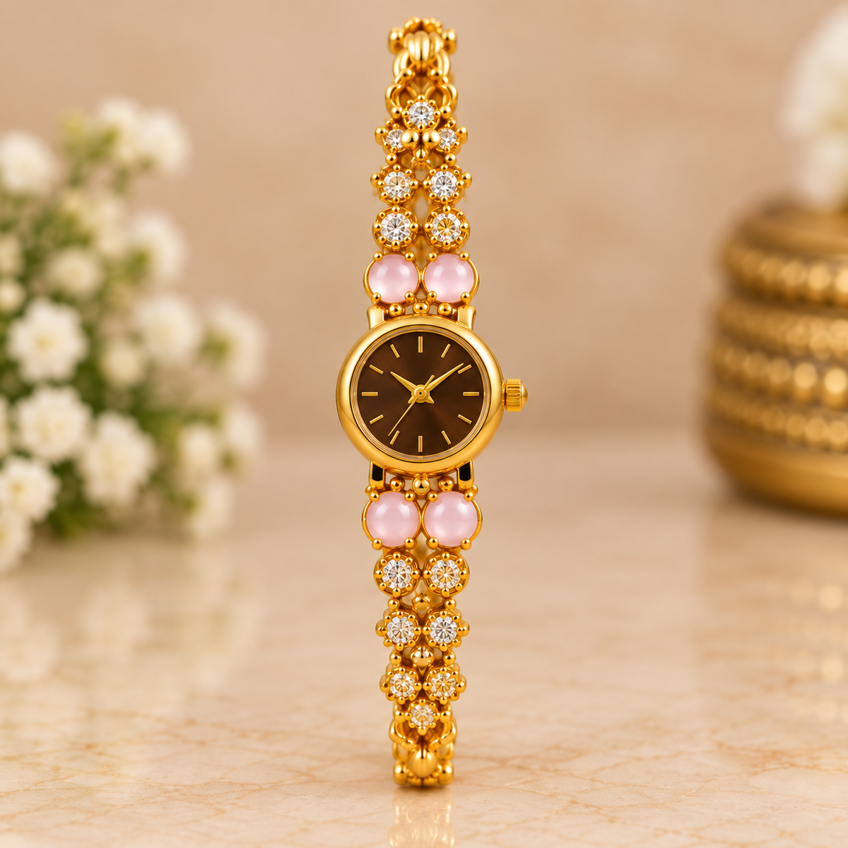 Premium Gold Floral Bracelet Watch