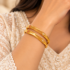 Elegant Ruby Mesh Gold Bangles