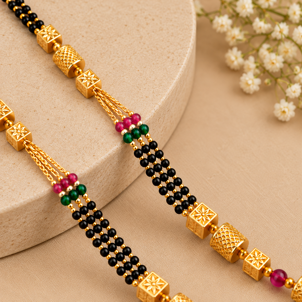 Premium Gold & Black Multi-Beaded Mangalsutra