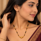 Premium Gold Black Beaded Necklace