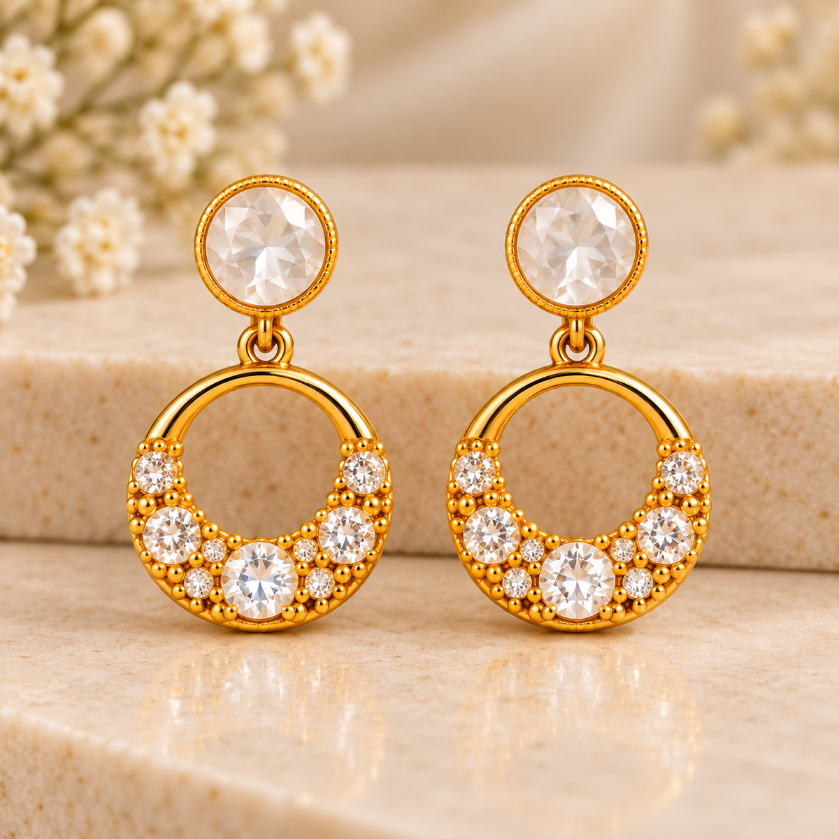 Elegant Crystal Hoop Drop Earrings