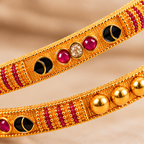 Royal Ruby & Onyx Gold Bangles
