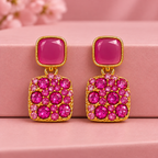 Elegant Pink Crystal Drop Earrings