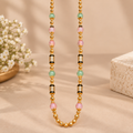 Premium Gold Green & Pink Beaded Necklace
