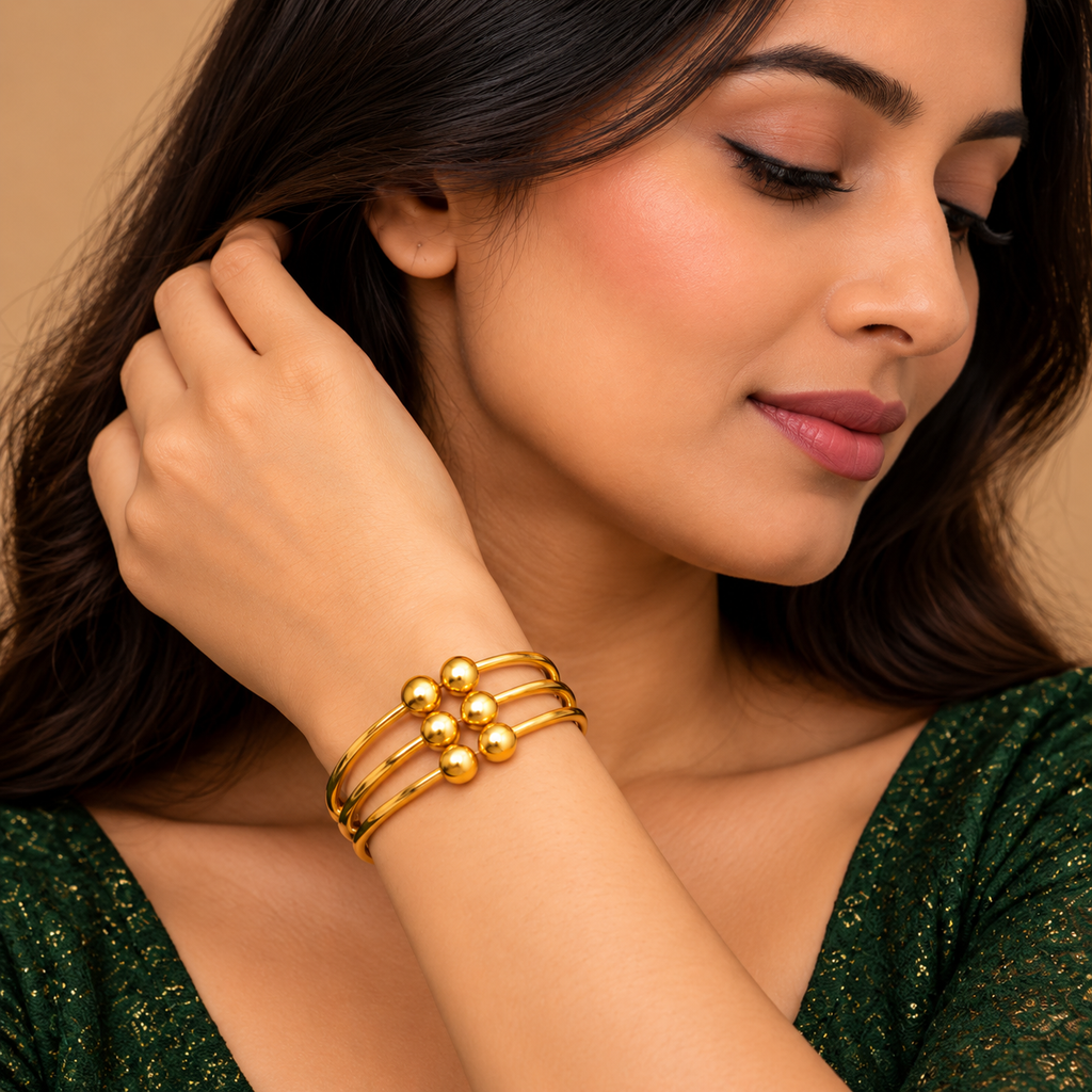 Premium Gold Beaded Cuff Bracelet