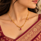 Premium Gold Ruby Stone Pendant Necklace