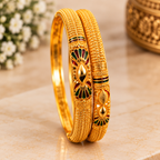 Royal Peacock Meenakari Gold Bangles