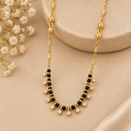 Stylish Gold-Plated Black Beaded Mangalsutra