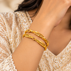 Elegant Filigree Ruby Gold Bangles