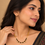 Stylish Gold-Plated Black Beaded Mangalsutra