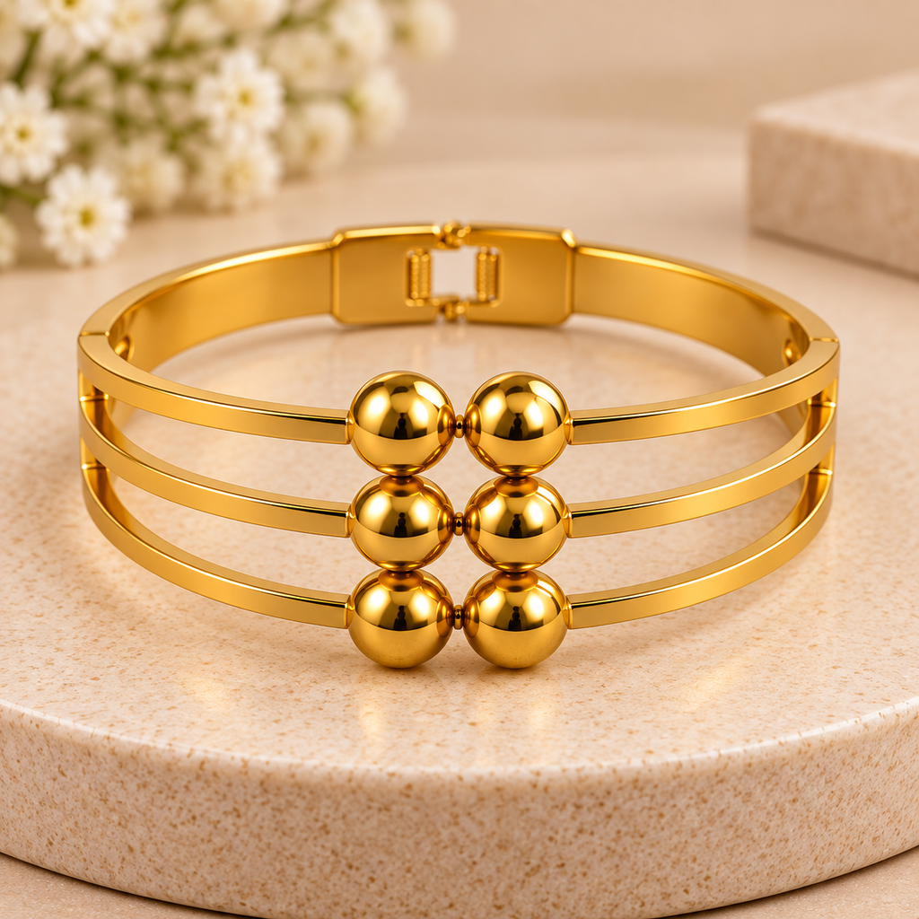 Premium Gold Beaded Cuff Bracelet