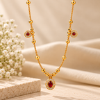 Premium Gold Ruby Stone Pendant Necklace