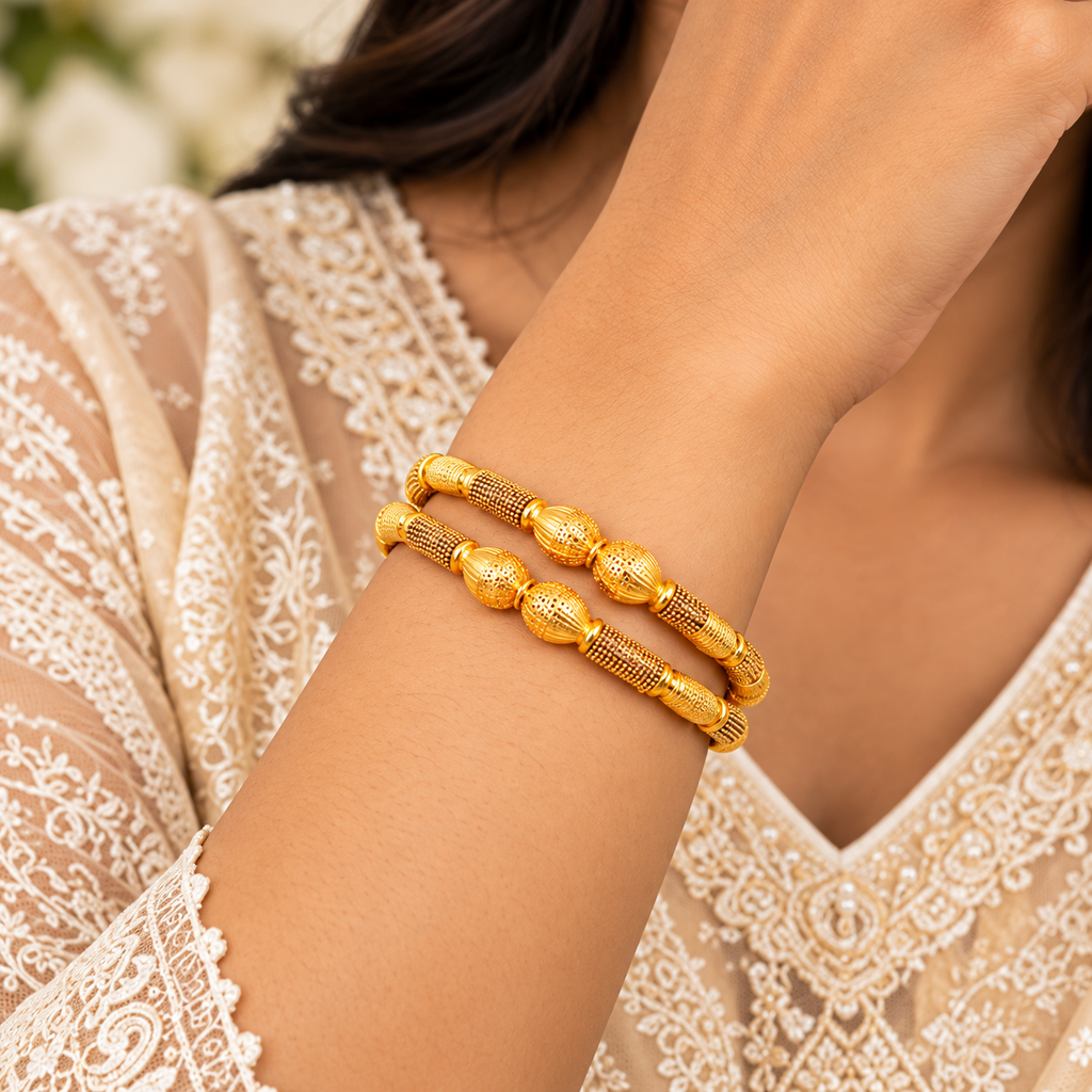 Royal Beaded Gold Bangles