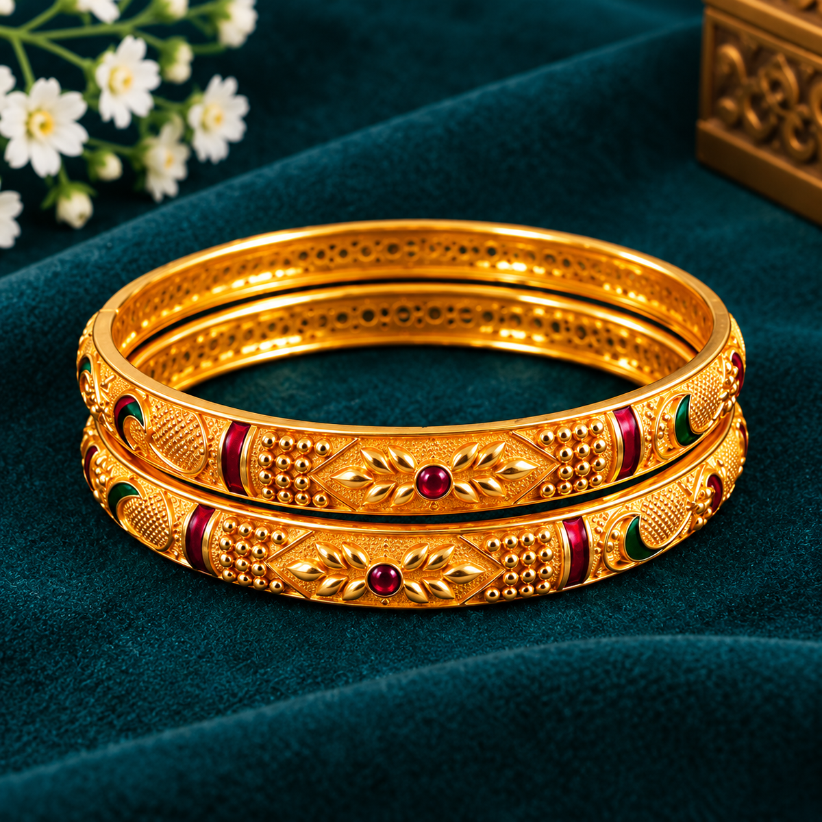 Royal Meenakari Floral Gold Bangles