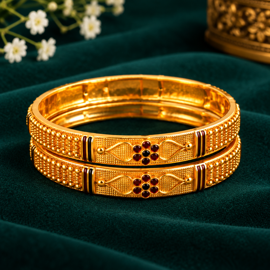 Elegant Floral Heritage Gold Bangles