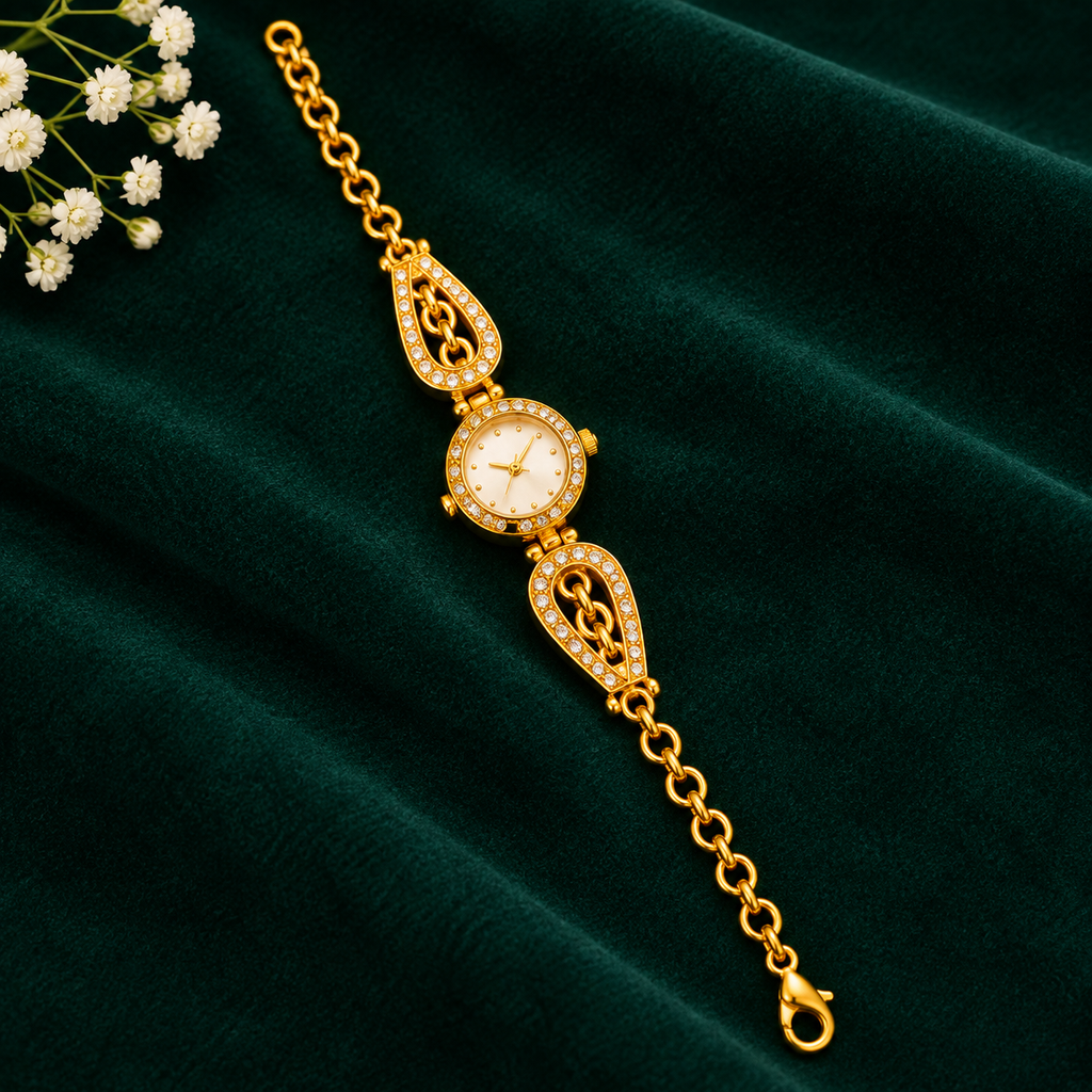Royal Teardrop Crystal Gold Bracelet Watch