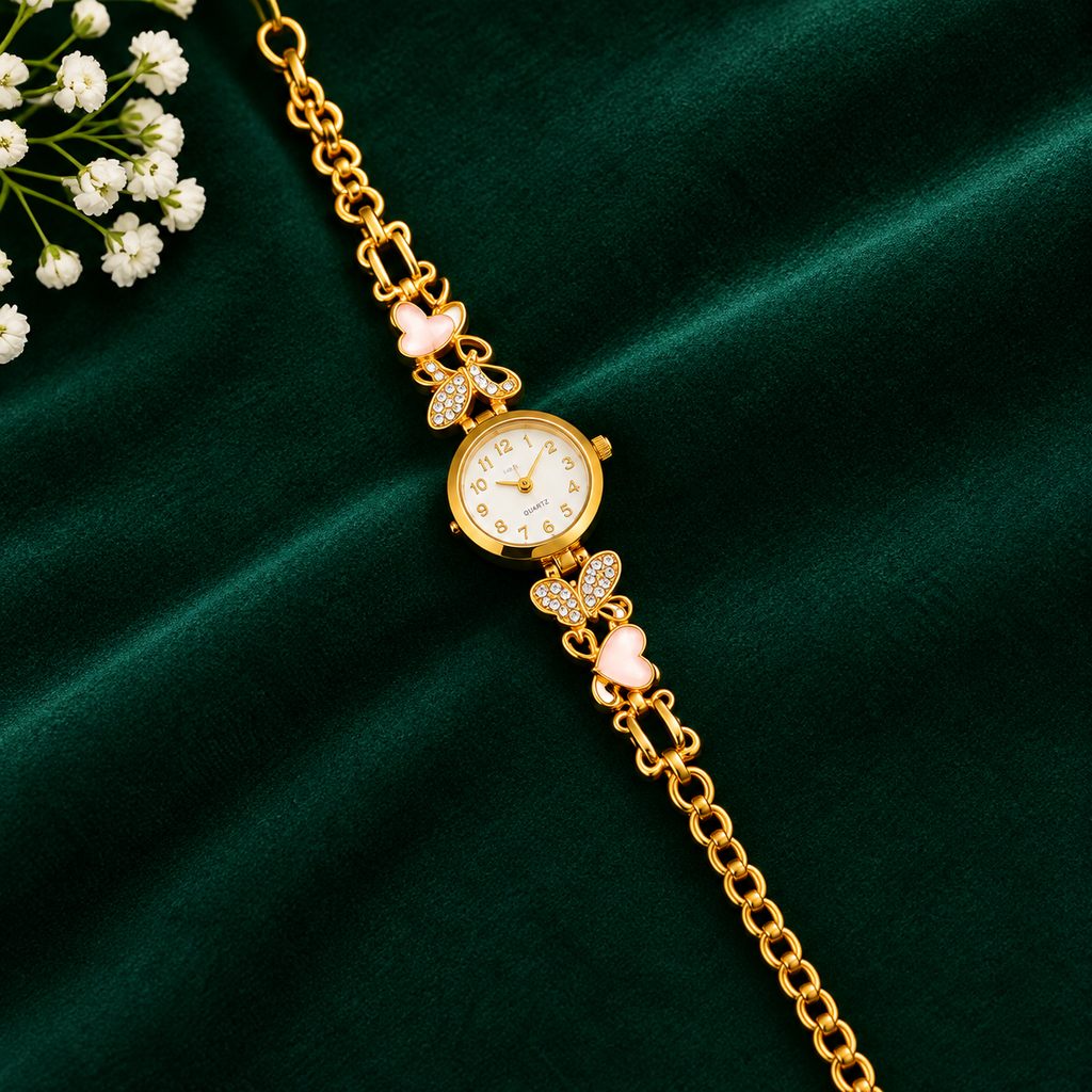 Premium Golden Butterfly Charm Bracelet Watch