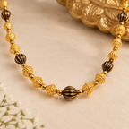 Premium Gold & Black Beaded Long Necklace