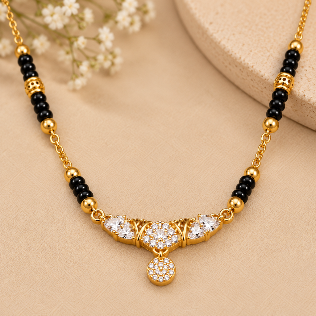 Premium Gold Black Beaded Mangalsutra