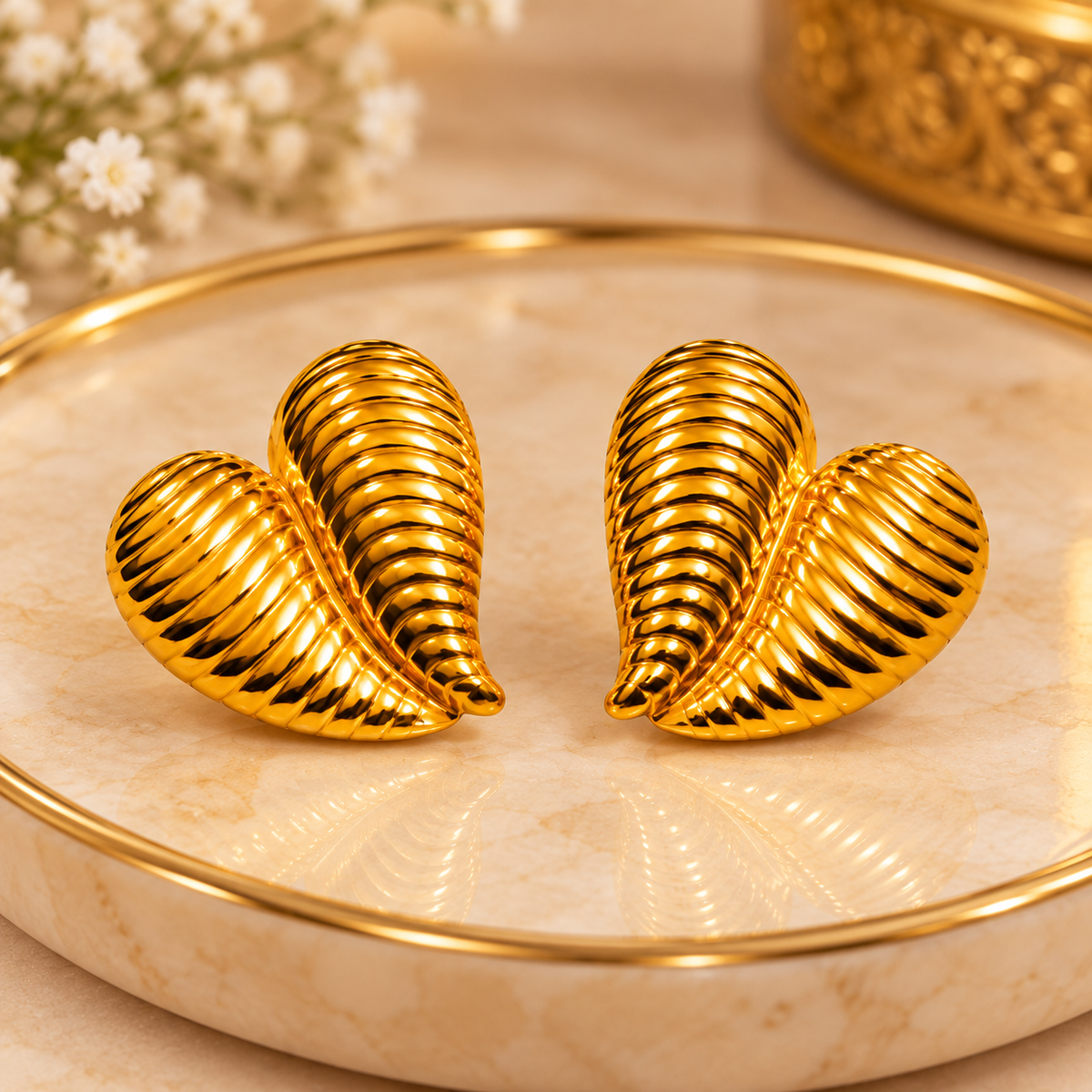 Golden Leaf Statement Earrings
