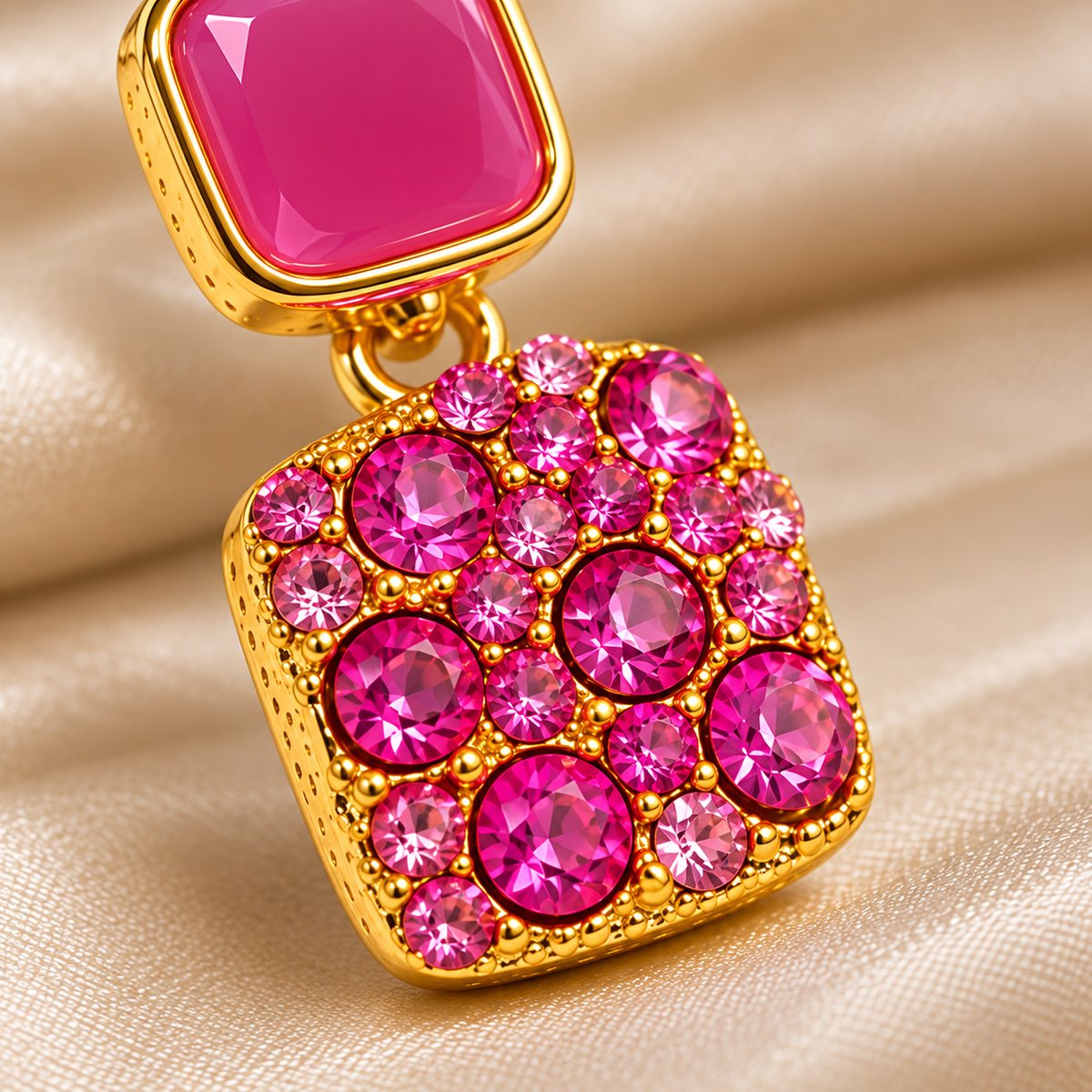 Elegant Pink Crystal Drop Earrings