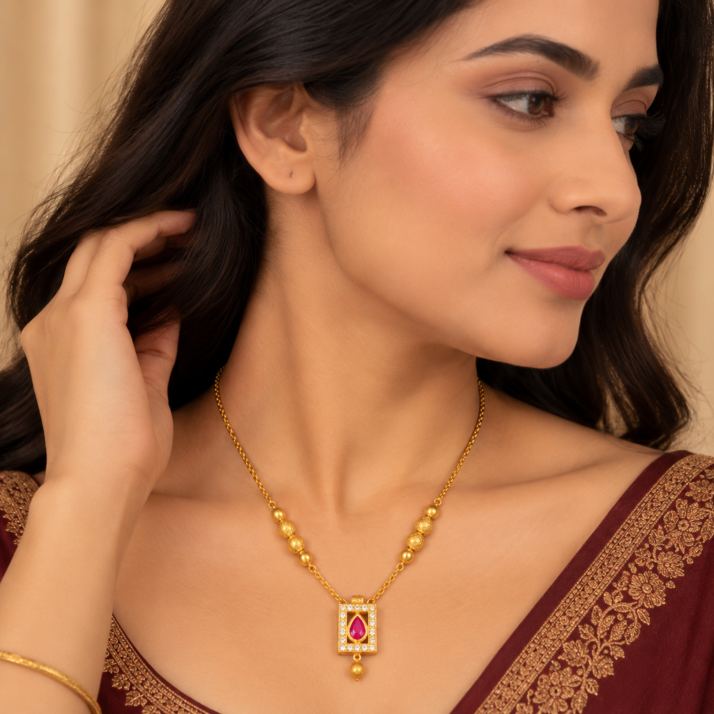 Premium Gold Ruby Pendant Necklace