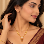 Premium Gold Ruby Pendant Necklace