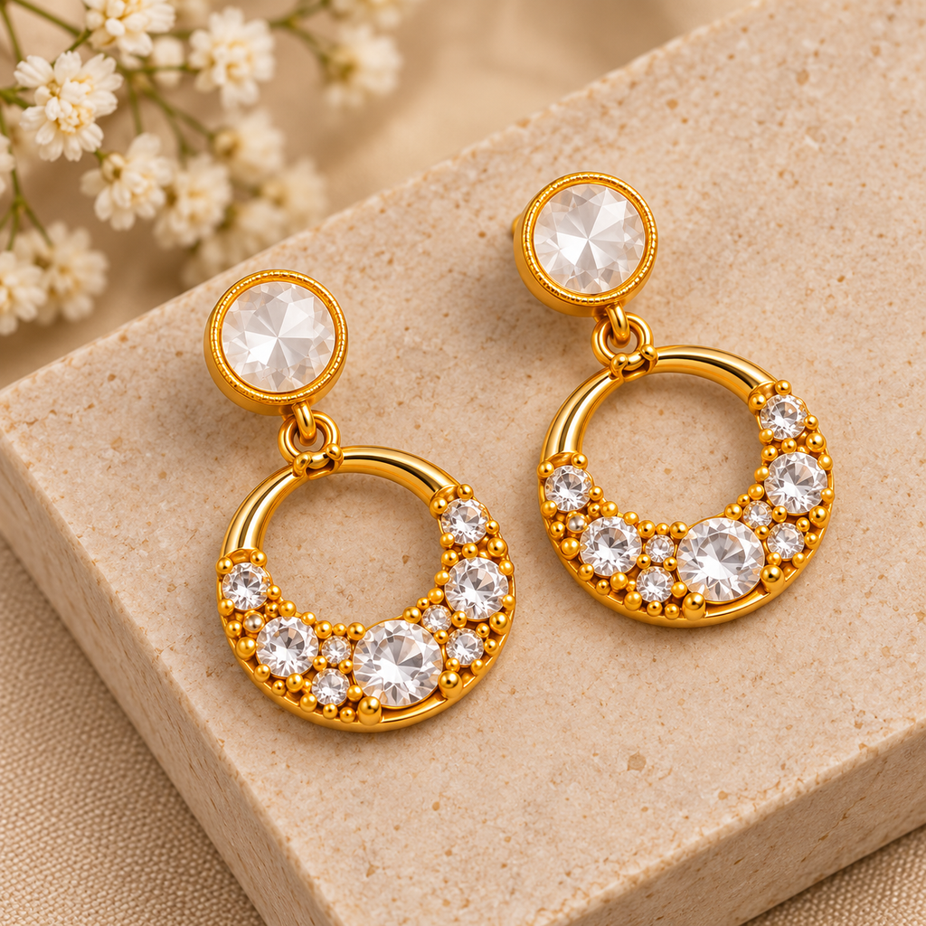 Elegant Crystal Hoop Drop Earrings