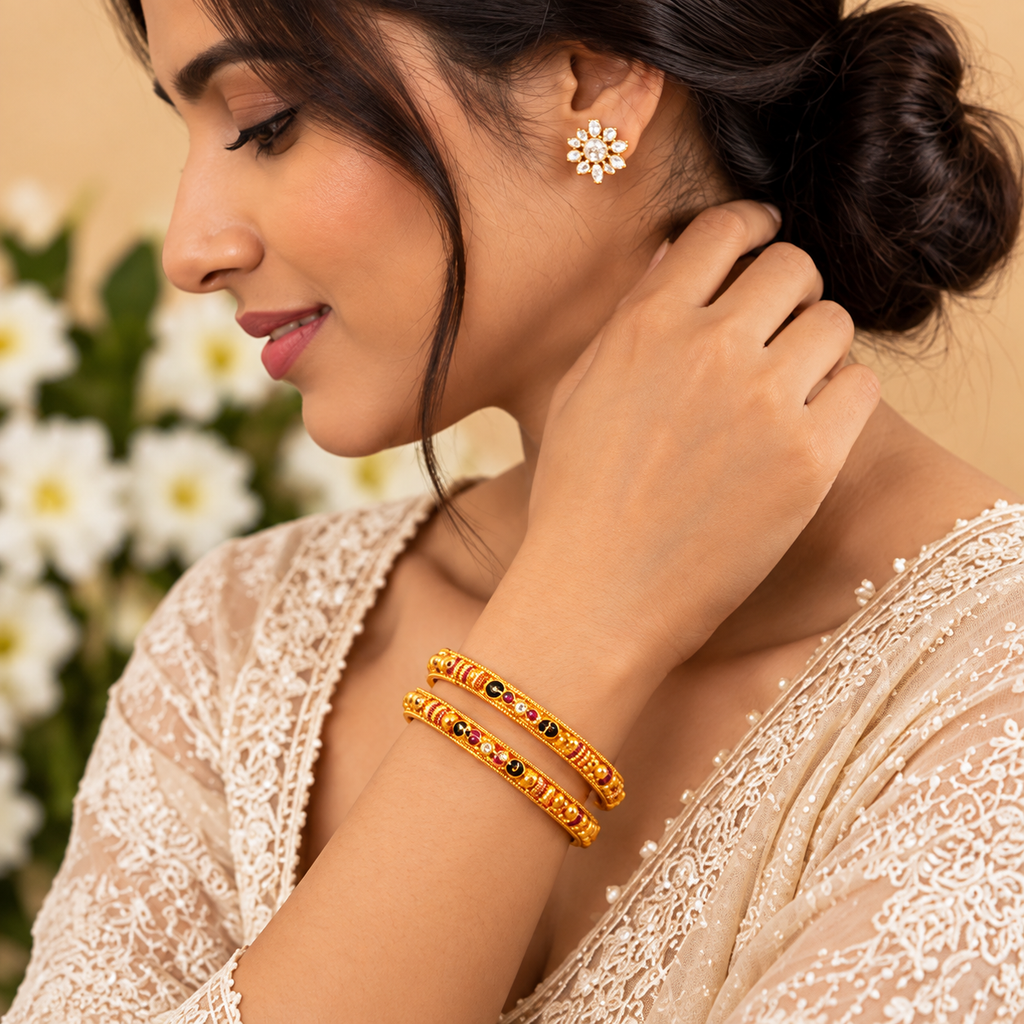 Royal Ruby & Onyx Gold Bangles