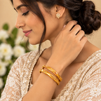 Elegant Ruby Mesh Gold Bangles