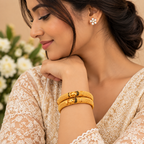 Royal Peacock Meenakari Gold Bangles