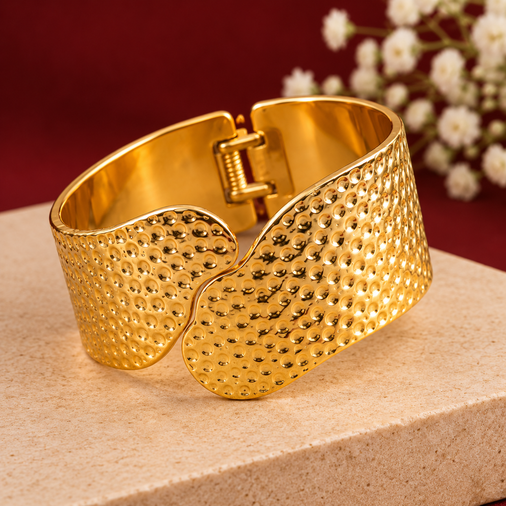 Premium Gold Textured Cuff Bracelet