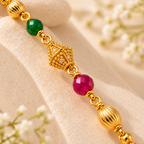 Premium Gold Green & Pink Beaded Mangalsutra