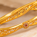 Elegant Filigree Ruby Gold Bangles