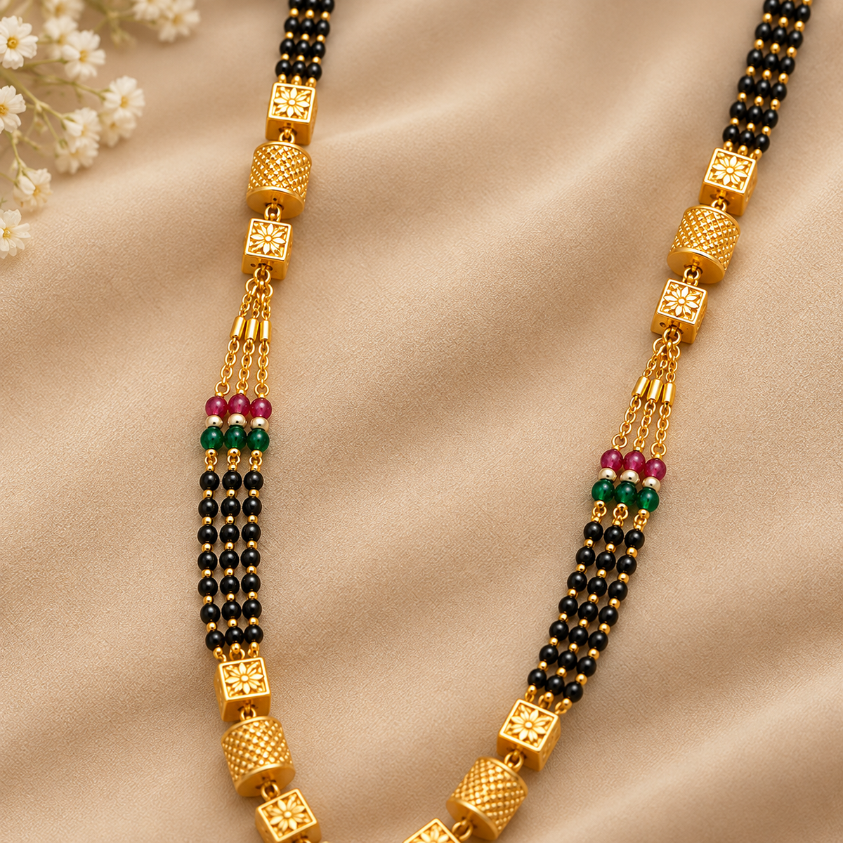 Premium Gold & Black Multi-Beaded Mangalsutra