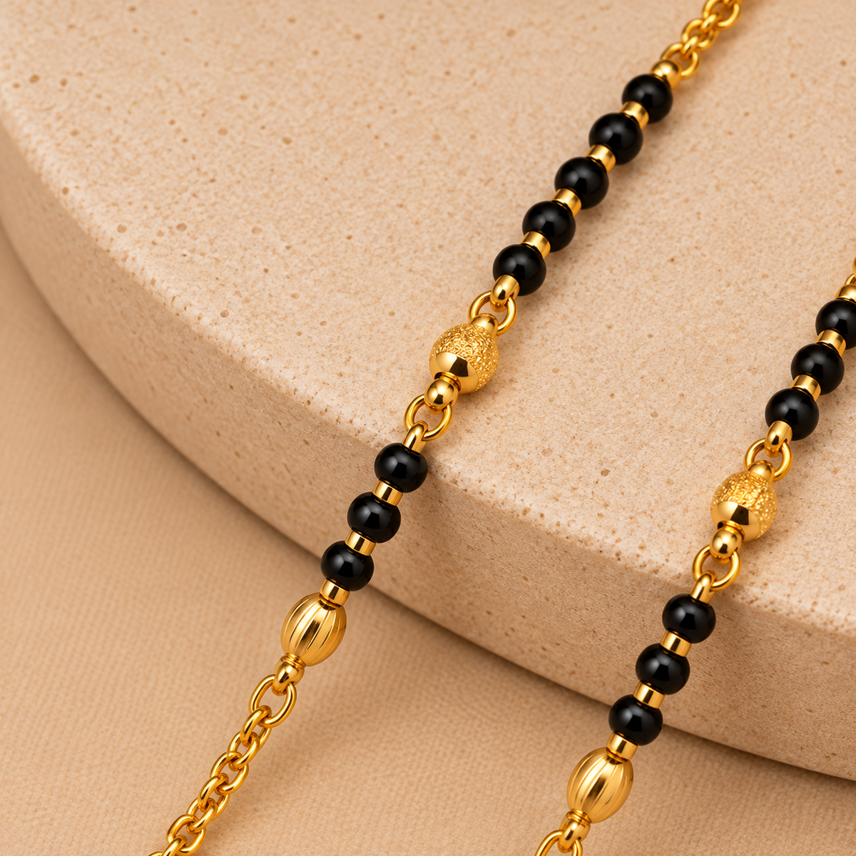 Premium Black Beaded Ruby Mangalsutra