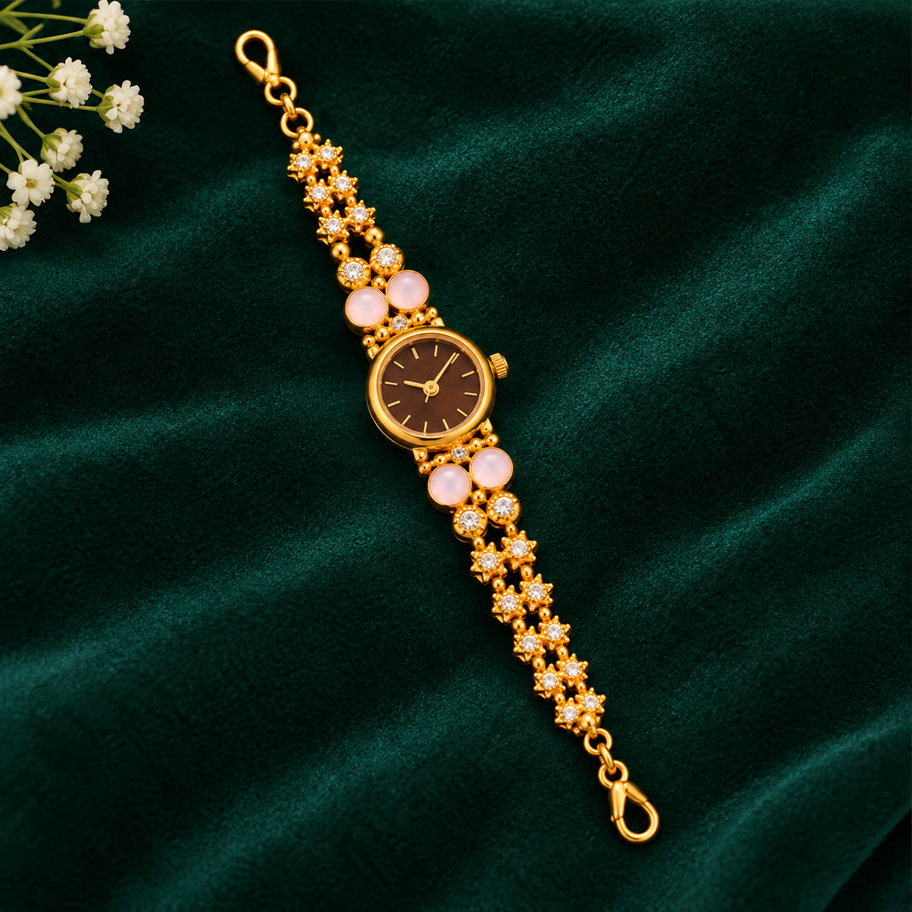 Premium Gold Floral Bracelet Watch
