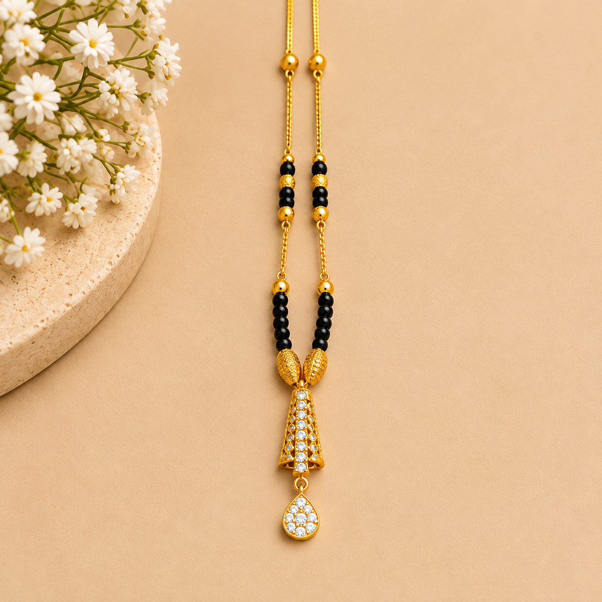 Premium Gold & Black Beaded Mangalsutra