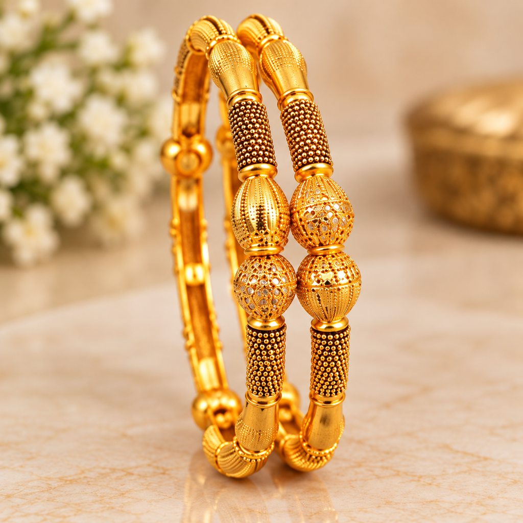 Royal Beaded Gold Bangles