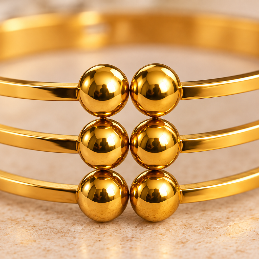 Premium Gold Beaded Cuff Bracelet