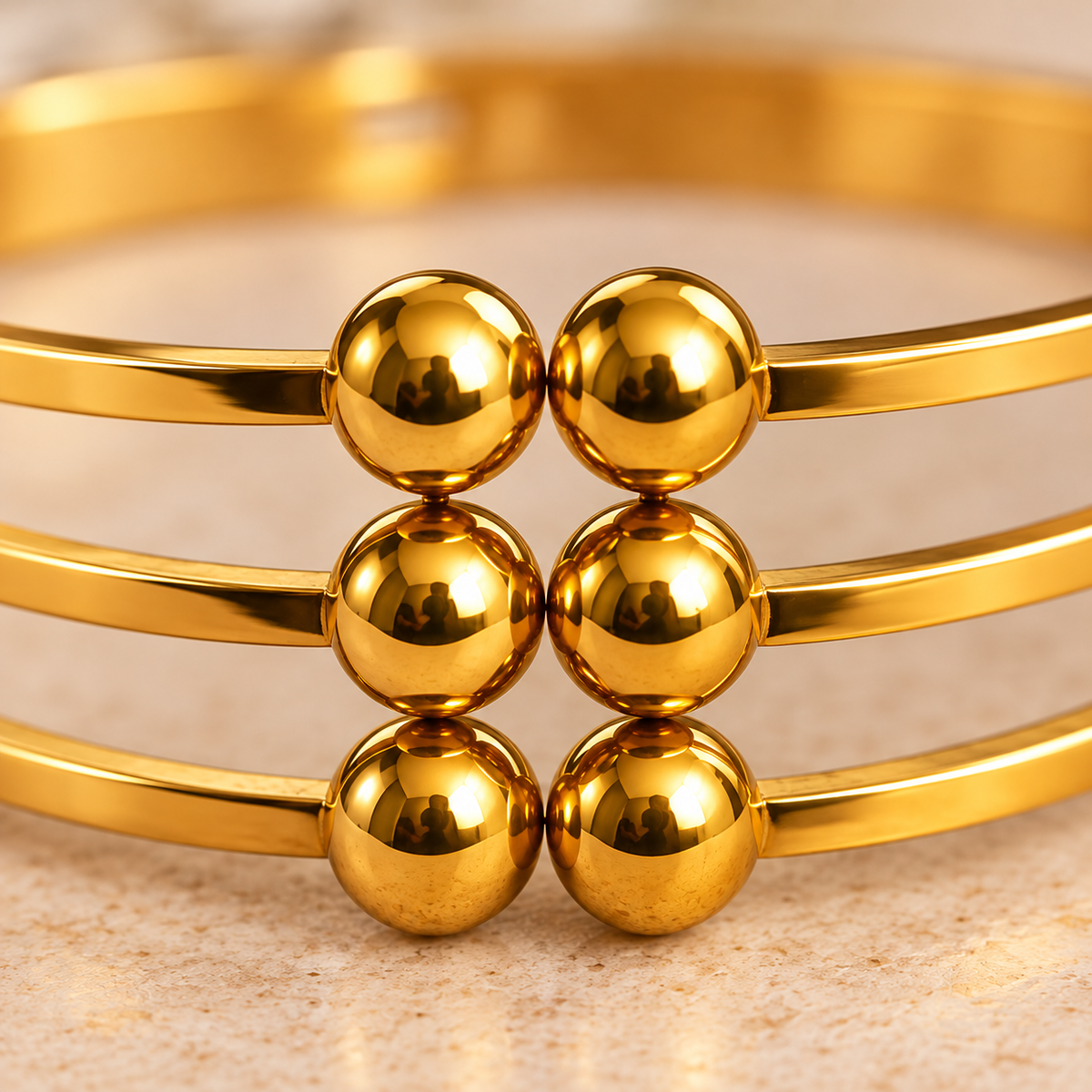 Premium Gold Beaded Cuff Bracelet
