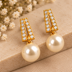 Elegant Pearl Drop Gold Earrings