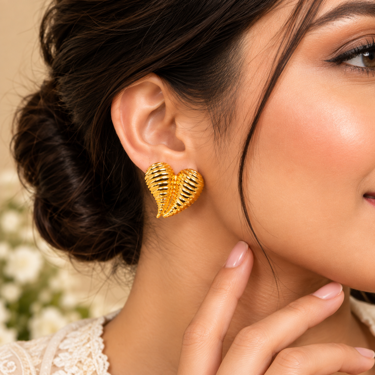 Golden Leaf Statement Earrings