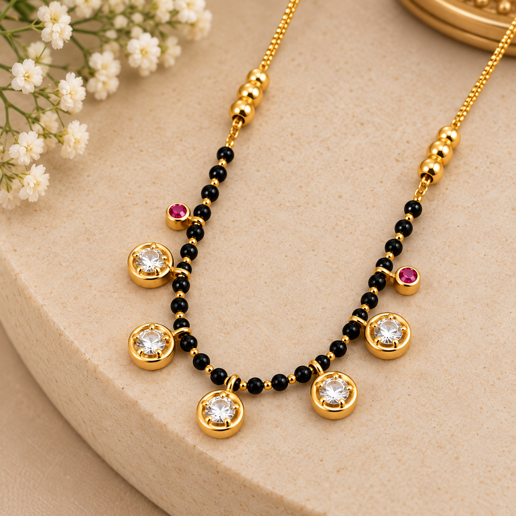 Premium Gold & Black Beaded Charm Mangalsutra
