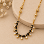 Stylish Gold-Plated Black Beaded Mangalsutra
