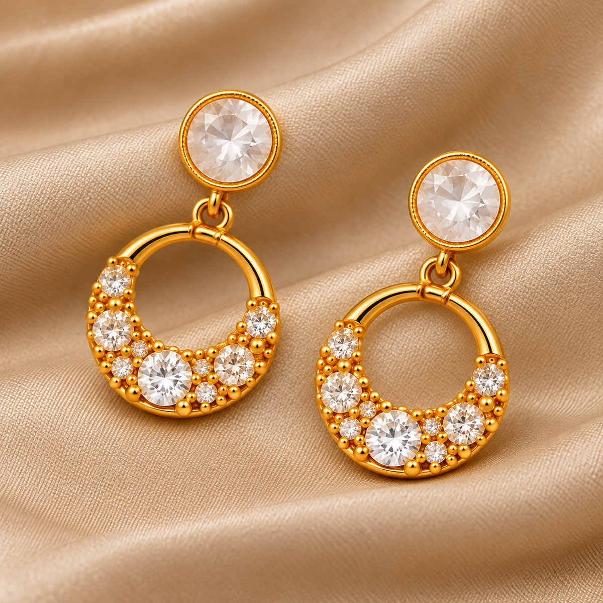 Elegant Crystal Hoop Drop Earrings