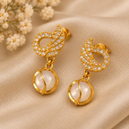 Golden Pearl Drop Earrings