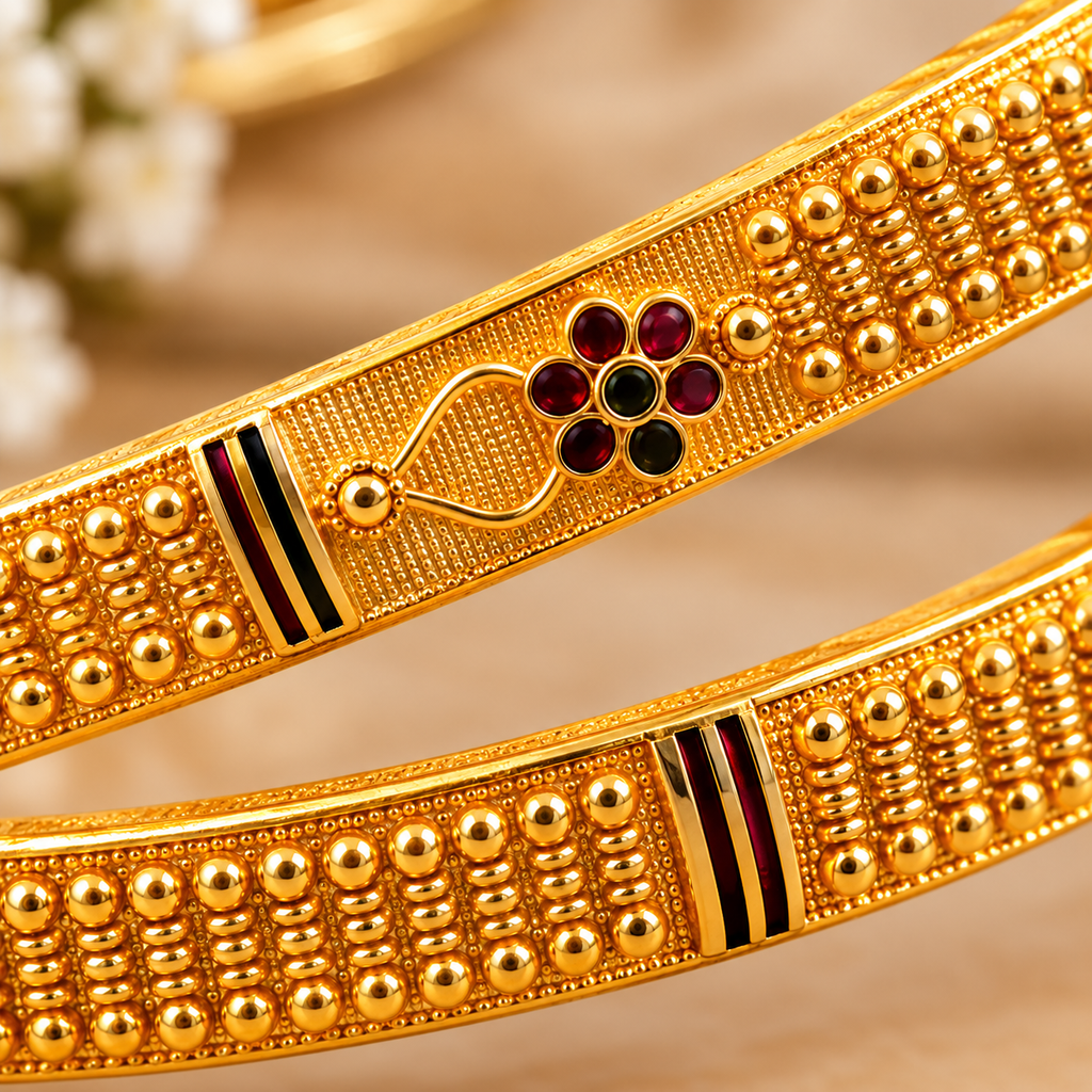 Elegant Floral Heritage Gold Bangles